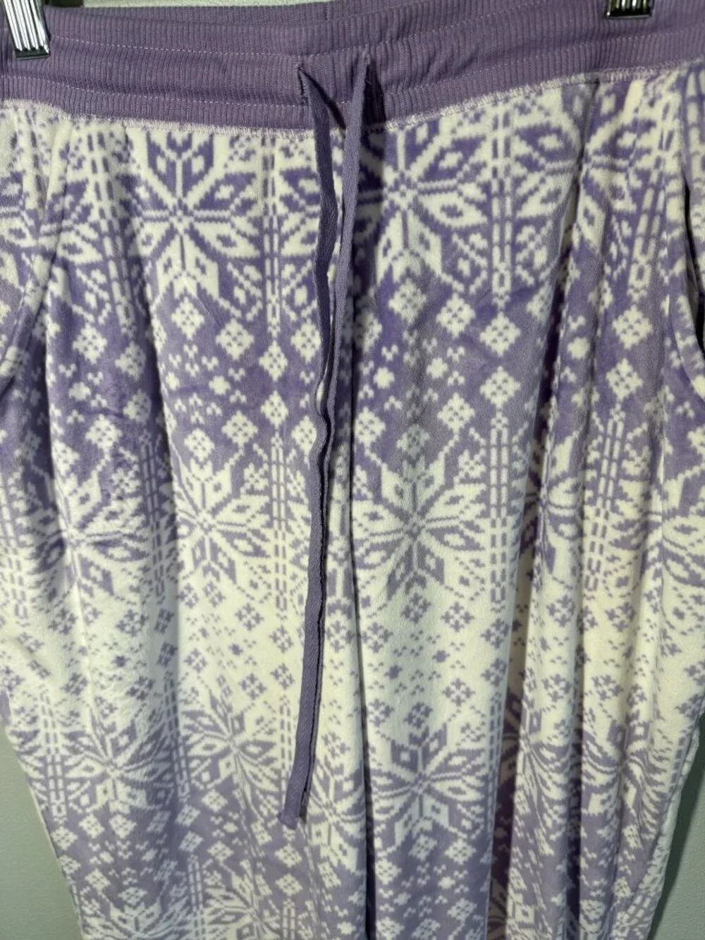 Croft‎ & Barrow Snowflake Fleece Pajama Set Medium Purple/White Soft Cozy Lounge